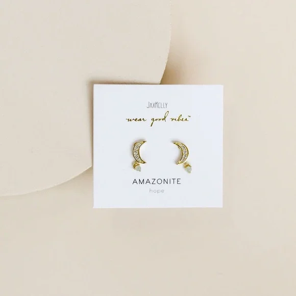 MSRP $40 JAXKELLY Amazonite Moon Drop - Picture 3 of 3